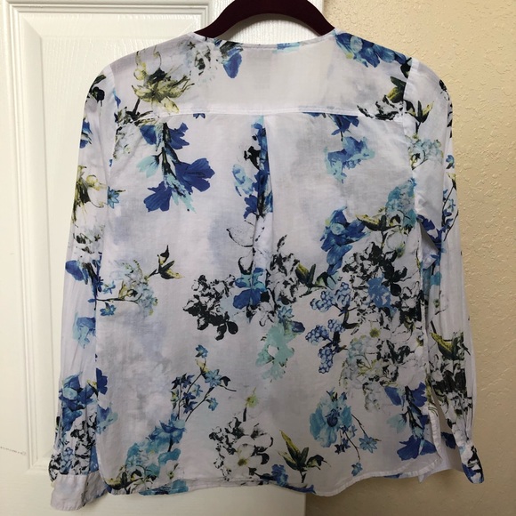 LOFT xxsp blue and white floral blouse - Picture 2 of 4